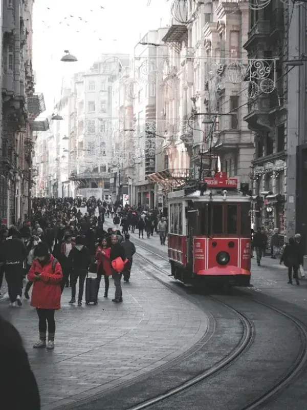 Travellers exploring Istiklal Street in Istanbul