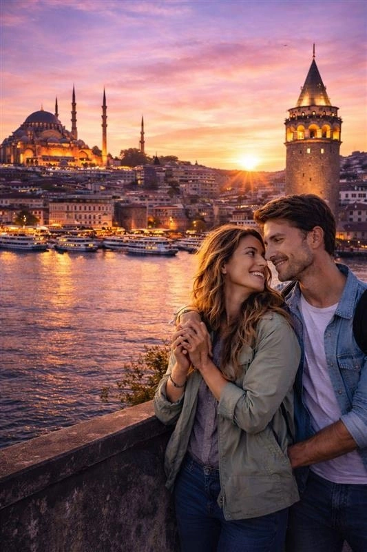 Couple at Galata Tower, Istanbul